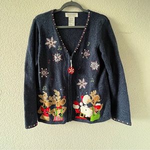 Ugly christmas sweater/ cardigan Blue large